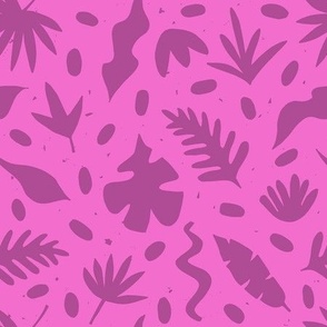 raspberry and magenta cut out tropical leaves