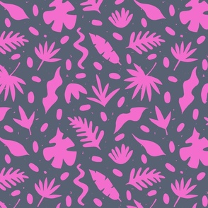 Pink and black cut out tropical leaves 