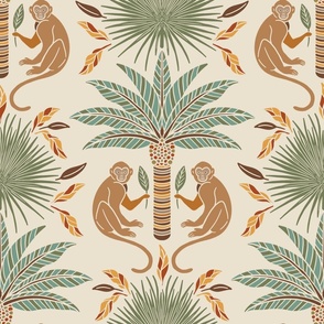 Boho Tropical Monkey - Palm trees and safari - Summer children design - Big size