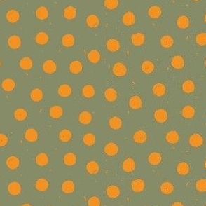 olive green and orange hand drawn boho  dots