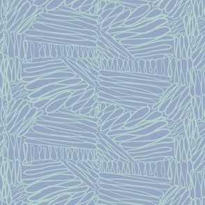 Scribble River - Abstract organic geometric scribble doodle lines in cool blue shades - water sky teal blue monochrome