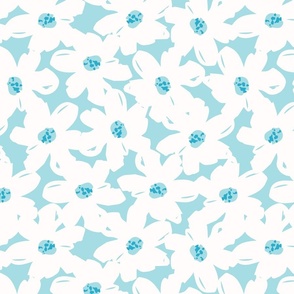 Dreamy Blooms - Blue // Medium scale // off-white blue  fabric by @annhurleydesign