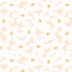 Dreamy Blooms - Yellow // Medium scale // off-white orange yellow fabric by @annhurleydesign