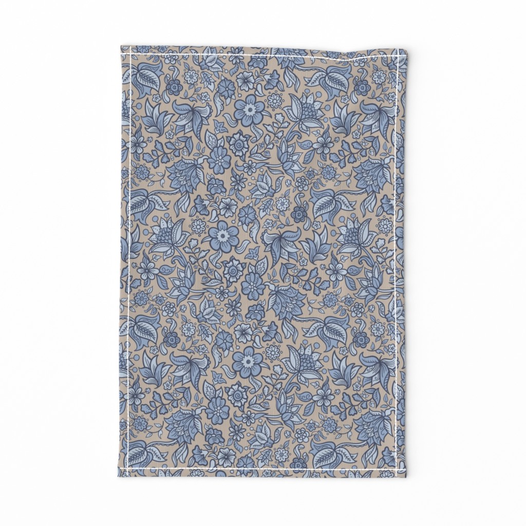 Atavistic Chintz Riviera Azure 822 9eb3d1 and Hampshire Taupe 990 cbbeb0 Medium 