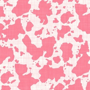 Cow Print in Hot Pink on a Textured White Background