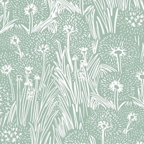 Field of Dandelions - White & Sage - Large