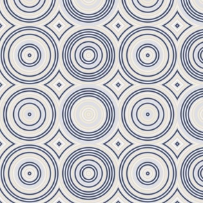 Blue and Cream Retro 1960s Style Concentric Circles