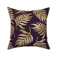 Pretty Palms, Gold on Deep Plum