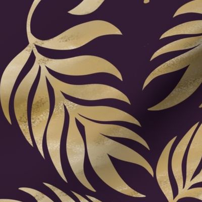 Pretty Palms, Gold on Deep Plum