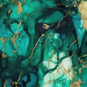 Emerald and Gold Alcohol Ink 2