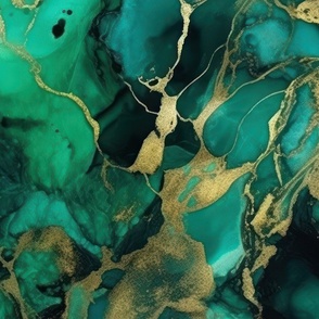 Emerald and Gold Alcohol Ink 4