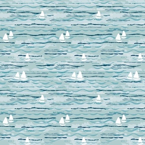 Waves and Sails - Teal - Small