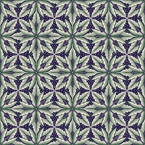 Blue and White star flowers with green shades - Tiles - Small Size 