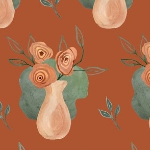 24" Floral Fusion Modern Vase Burnt Orange