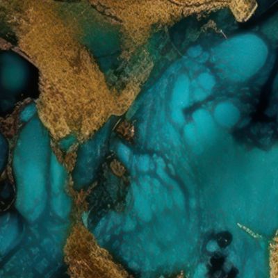 Turquoise and Gold Alcohol Ink 1