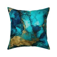 Turquoise and Gold Alcohol Ink 3