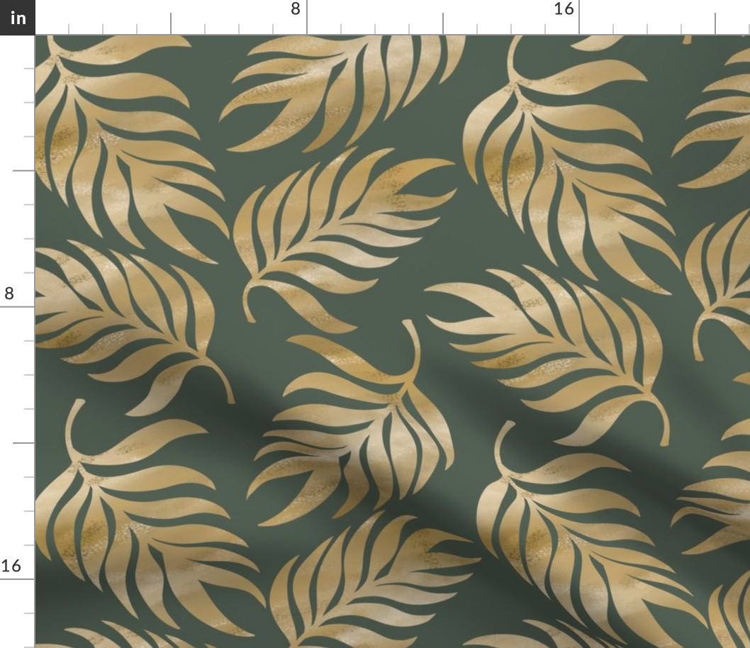 Pretty Palms, Gold on Succulent Green