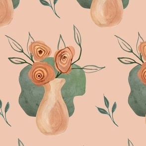 24" Floral Fusion Modern Vase Peach Rust