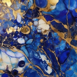 Lapis Lazuli and Gold Alcohol Ink 1