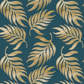 Pretty Palms, Gold on Deep Teal