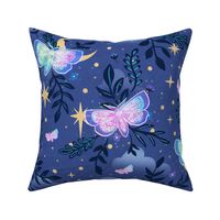 Dreamy night with iridescent moths (medium size version)