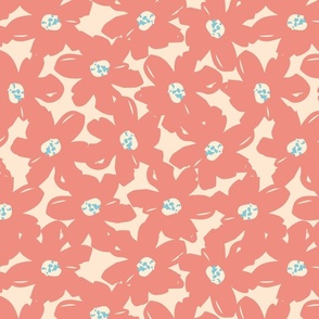 Dreamy Blooms - Pink & Blue // Medium Scale // bright pink blue fabric by @annhurleydesign