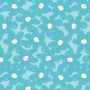 Dreamy Blooms - Bright Blue // Medium Scale // bright blue off-white yellow fabric by @annhurleydesign