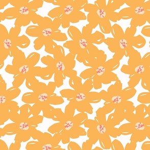 Dreamy Blooms - Bold Yellow // Medium Scale // bold bright yellow and pink fabric by @annhurleydesign