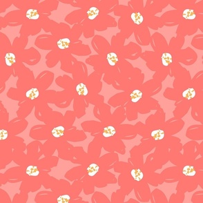 Dreamy Blooms - Bright Pink // Medium Scale // bright pink yellow off-white fabric by @annhurleydesign