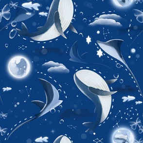 Dreamy space whales and stingray