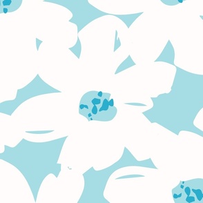 Dreamy Blooms - Blue // Large Scale // blue off-white bright blue fabric by @annhurleydesign