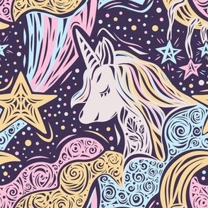 Unicorn and Sweet dreams at night - Medium scale