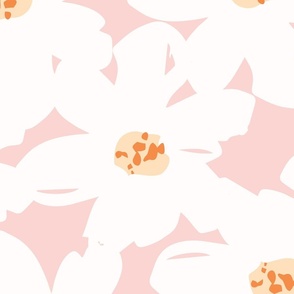 Dreamy Blooms - Pale Pink // Large Scale // off-white pink orange yellow fabric by @annhurleydesign