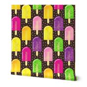 Small Tropical Fruit Ice Pops on Chocolate Polka Dot