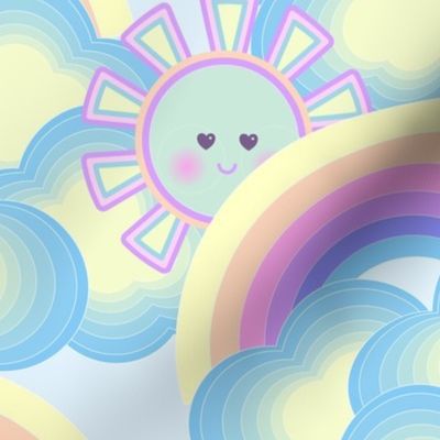 Sweet Dreams Baby - Serene Sun, Rainbow and Clouds 