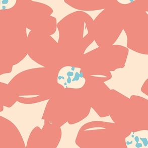 Dreamy Blooms - Pink & Blue // Large Scale // bright pink blue fabric by @annhurleydesign