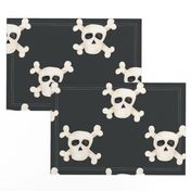 Pirates Ahoy Jolly Roger Skulls on Black 24 inch