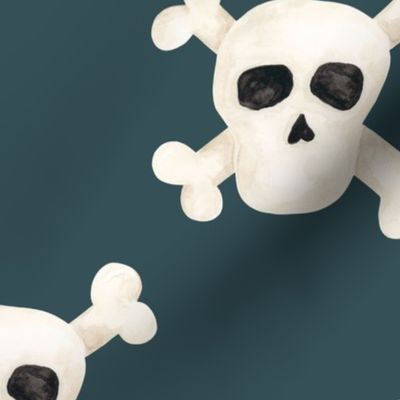 Pirates Ahoy Jolly Roger Skulls on Dark Blue 24 inch