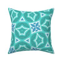 Jade Green and Cornflower Blue Coastal Geometric