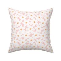 Dreamy Blooms - Pale Pink // Small Scale // off-white pink orange yellow fabric by @annhurleydesign