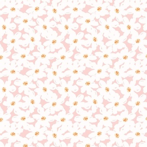 Dreamy Blooms - Pale Pink // Small Scale // off-white pink orange yellow fabric by @annhurleydesign