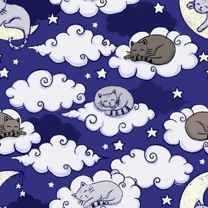 Sweet dreams cats , sleeping cats on clouds