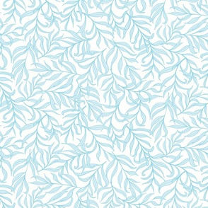 Willow Leaves scatter jumbo wallpaper scale in sky blue by Pippa Shaw