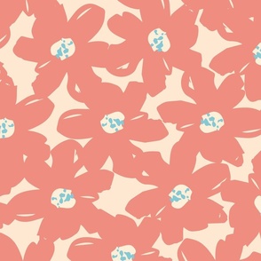 Dreamy Blooms - Pink & Blue // Medium+ Scale // bright pink blue 