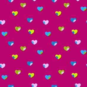 Flower in my heart - green, blue, lila on a pink background (medium)