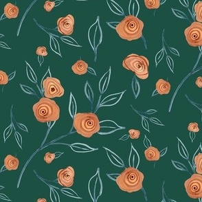 12" Floral Fusion Modern Vines and Flowers Peach and Greenl