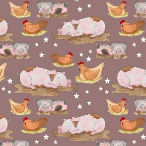 Sleep Time on Little Poppy Farm - Mink background