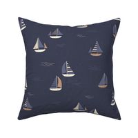 18X18_Little Boats Navy with white blue and tan