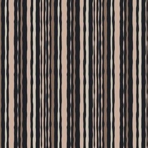 Hand Drawn Stripes - Black, brown - Small