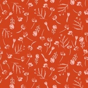 Medium 8 in. Nature's Nook Floral Coral in Tangerine Orange Fabric.